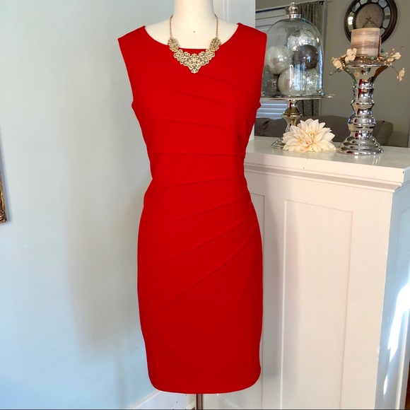 Calvin Klein Dresses & Skirts - Calvin Klein Red Sunburst Sheath Dress Nwot